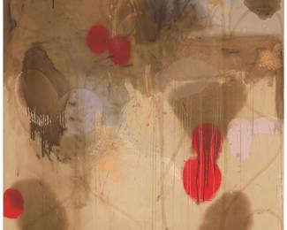 103
Jay Milder
b. 1934
"Ladder," 1980
Rhoplex, leaves, perolite, and raw pigment on canvas
Signed and dated verso: Jay Milder / 1980; titled and dated on a label affixed verso
Sight: 51.625" H x 67.5" W
Estimate: $3,000 - $5,000
