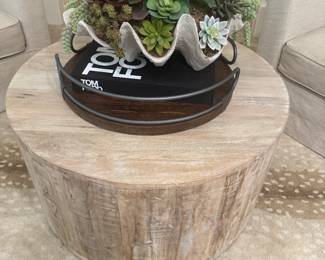 Wood finish accent coffee table