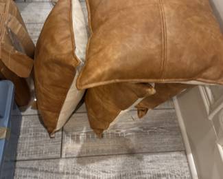 Leather top throw pillows