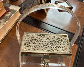 lucite and silver plate purse