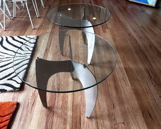 Brushed steel side tables