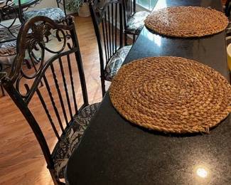 Beautiful Scrolled Iron Kitchen Dinette Set with matching Barstools. Barstools can be sold separately.