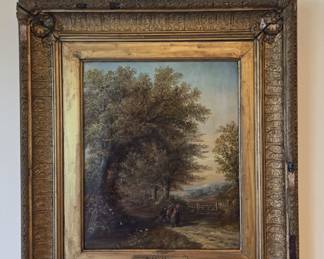 J Mellor. One of two antique oil paitnings. Landscapes