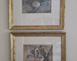 Pair of European watercolors. C A Lund?