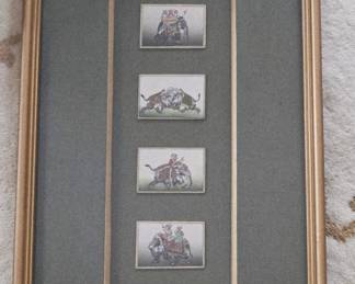 Purchased from travels to India. Four tiny paintings