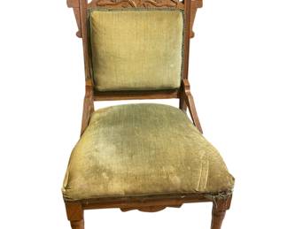 Antique velvet parlor chair - with wheels