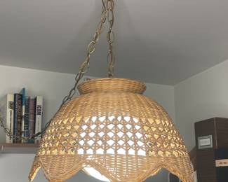 Vintage rattan wicker hanging pendant light