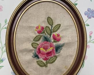 Vintage floral crewel