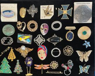 Vintage brooches: Coro, Ginnie Johansen, Trifari