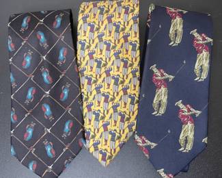 Golf theme silk ties