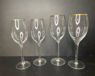 Gold rim wine glass sets