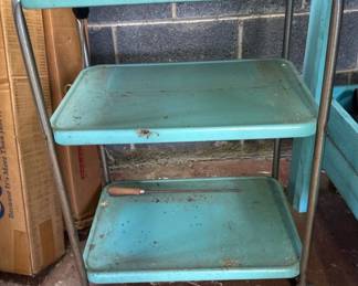 Vtg. 3 tier metal rolling cart