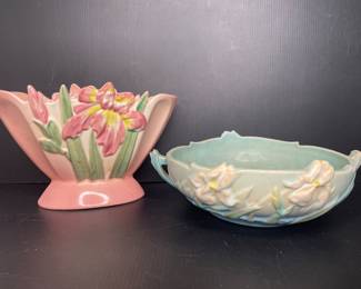 Camark vase & Roseville bowl