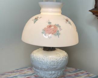 Vintage milk glass lamp