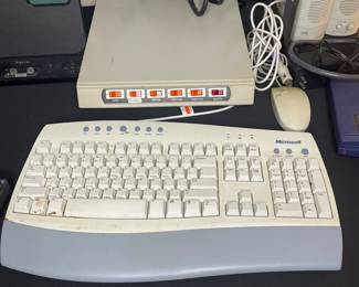 Vtg Microsoft keyboard, surge protector