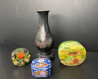 Vase & trinket dishes vtg