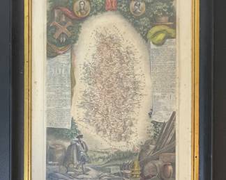 Framed map of the French department of Meuse