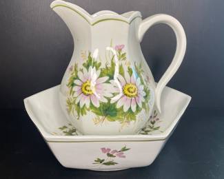 Painted pitcher and bowl Italy