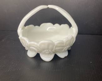 Milk glass basket