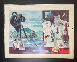 Water on the Rhein, Robert Geissmann vintage print US Air Force art collection