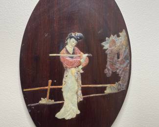 Vintage Chinese lacquer wall hanging