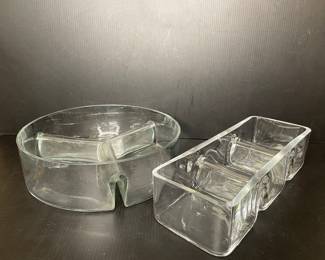 Divided glass serving pieces