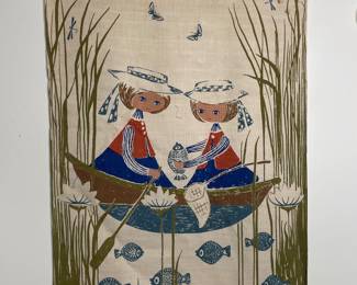 Vtg MCM Wall Hanging Jangaard Silkscreen