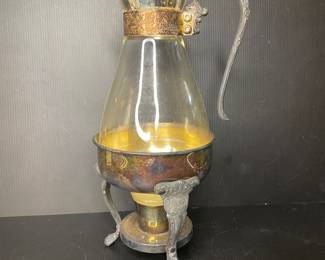 Vintage silver plate & glass carafe