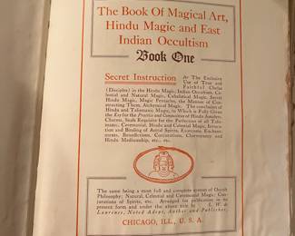 The Book of Magical Art, Hindu Magic and East Indian Occultism" by L.W. de Laurence. It's mentioned as Book One and is a 12th edition. 1914