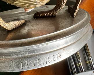 Levenger brass frogs carrying snail inkwell - Pen not included