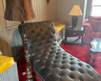 Black heavy floor lamp.