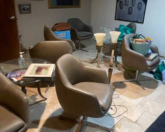 MCM dining swivel bucket chairs 1960s Set of Nicos Zographos Bucket Chairs