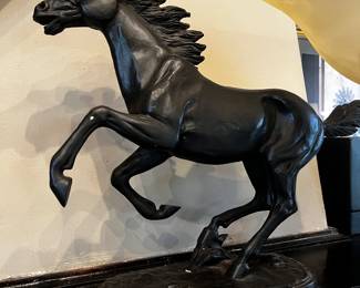 bronze rearing galloping running horse statue
