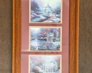 Framed/Matted Trio "Hidden Gazebo", "Garden of Prayer", and "Lilac Gazebo" by Thomas Kinkade