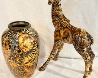 La Vie patchwork safari vase and giraffe 
