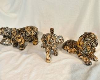 La Vie patchwork safari hippo, elephant and lion