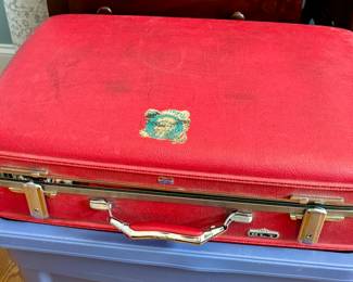 Vintage Red American Tourister Hard Shell Suitcase