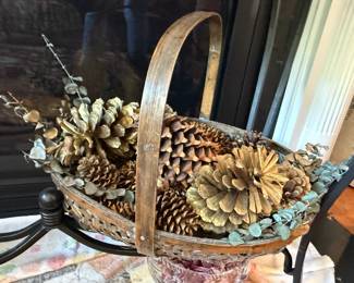Decorative Basket with Pine Cones