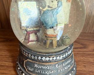 Norman Rockwell "Triple Self-Portrait' Musical Snow Globe