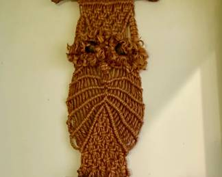 Vintage Macrame Owl Wall Hanging