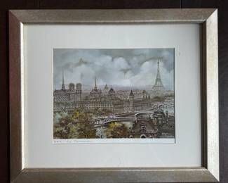 Framed/Matted "Paris Panoramique" by Maurice Legendre