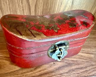 Vintage Asian Red Lacquer Pillow Box