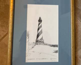 Framed/Matted "Lighthouse at Cape Hatteras" 1996 #2/50