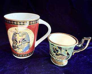 Fathi Mahmoud Egyptian and Athena Greek Porcelain Mugs