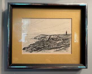 Framed/Matted Sketch "Gay Head, Marthas Vineyard" by Clark M Goff/1982