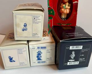 Goebel Hummel "Girl with Sheet Music", "Girl with Trumpet", "Pixie", "I Brought You a Gift" and "Little Girl with Doll"( Tree Trimmer) Porcelain Figurines