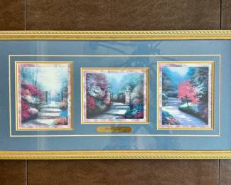 Framed/Matted "Gardens of Light" Trio by Thomas Kinkade with Certificate of Authenticity