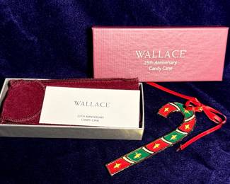 Wallace 25th Anniversary Candy Cane Christmas Ornament with Pouch and Box