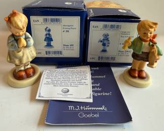 Goebel Hummel "Evening Prayer" and "Boy with Horse" Porcelain Figurines with Boxes and Paperwork