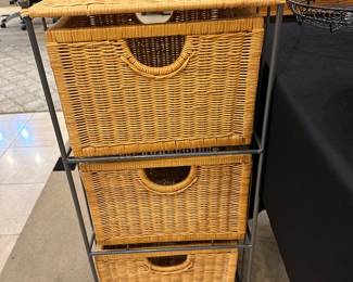 Three drawer wicker stand